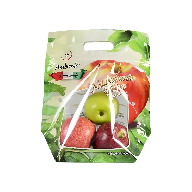 Custom Print Clear Fresh Fruit Packing Zipper Bag With Breath Hole, Stand Up Plastic Bag For Strawberry,Grape,Cherry Tomatoes