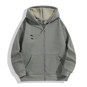Custom Logo Men’s Zip Up Hoodie Heavyweight Fleece Full Zip Hooded Sweatshirt Streetwear Manufacturer - Product Image 3