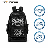 Sac à dos imperméable noir à paillettes pour femme, logo personnalisé, 1 pièce MOQ, sac scolaire universitaire scintillant en strass pour cheerleading