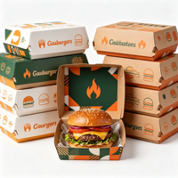 Boîte d'emballage en carton ondulé personnalisée, boîte à hamburger recyclable, boîte à hot-dog, boîte à emporter pour le déjeuner, boîte en papier pour emballage alimentaire