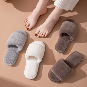Nuevas Pantuflas de Felpa Abiertas para Mujer, Otoño-Invierno 2025 - Product Image 1