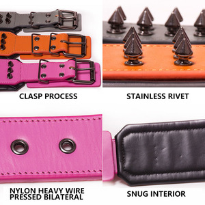 2026 NEW Custom Logo Punk Style Cowhide <b>Dog</b> Training <b>Collar</b> <b>Leather</b> Bite Proof Stainless Steel Rivet Spiked Pet <b>Collar</b> - Product Image 6