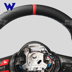 พวงมาลัยหนังคาร์บอนไฟเบอร์สไตล์รถแข่งที่กำหนดเองได้มีเครื่องหมายสีแดงเหมาะสำหรับ F30 BMW F10 G20 M2 M3 <span class=keywords><strong>M5</strong></span> X3รุ่นต่างๆ - Product Image 2