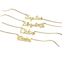 Collier avec initiales en acier inoxydable personnalisé classique avec lettre tour de cou chaîne à maillons pour cadeau d'anniversaire
