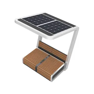2024 nuovo modello di panca solare da giardino con luci a LED caricabatterie Wifi Bluetooth Audio moderno banco intelligente da esterno banco solare