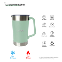 Mug de voyage isotherme en acier inoxydable de 64 oz, grande capacité, durable, anti-fuite, avec poignée, personnalisable avec logo, pour bière