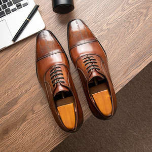 Nouvelles Chaussures Oxford à Embout en Acier – Cuir Véritable, Habillées, Formelles, de Bureau, Haut de Gamme, à Enfiler, Polies à la Main pour Hommes - Product Image 1