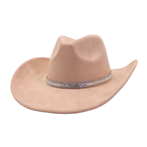 Sombrero de vaquero con diamantes de imitación de cristal iridiscente de lujo para fiesta, Festival de Música, disfraces de baile, sombreros de copa Fedora - Product Image 5