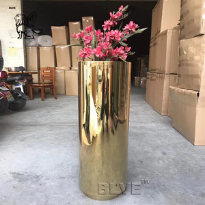 BLVE 현대 미술 유럽 가정 장식 황금 스테인레스 스틸 화분 금속 정원 라운드 화분 냄비 - Product Image 2