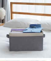Panier de rangement pliable en tissu ramie et coton pour la maison, capacité 10-20L, pour chambre et placard (21x16x13.5cm)