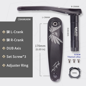 ชุดจานปั่นจักรยานเสือภูเขา/เสือหมอบ ขนาด 170 มม. ทำจากวัสดุอัลลอย 6061-T6 แบบกลวงขึ้นรูป พร้อมจานหน้า 30/34/38 ฟัน - Product Image 5