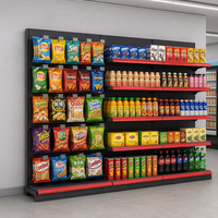 Étagères gondoles en fer robustes à 5 niveaux, présentoir de vente au détail avec crochets, structure métallique pour supermarché, épicerie et magasin de proximité