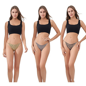 Culottes string pour femmes à imprimé léopard, fines, sexy, à bretelles fines, nœud, ODM, en coton tricoté, sans couture, grandes tailles, respirantes, écologiques - Product Image 3