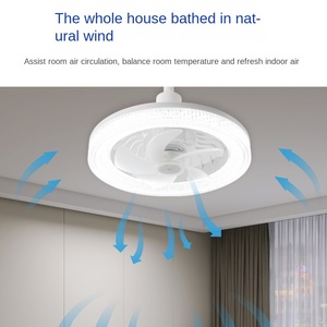 Ventilador de techo Bombilla de ventilador Cabezal móvil 360 Rotación giratoria Control remoto Atenuación eléctrica Blanco E27 Ventilador de techo moderno con luz - Product Image 3