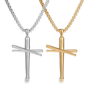 Men's Stainless Steel <b>Cross</b> Pendant Necklace Gold And Silver Hip Hop Style SP869 - Product Image 1