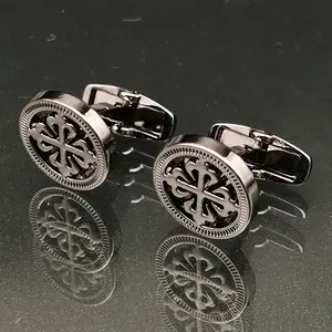 Boutons de manchette de Style Antique, nom gravé personnalisé, liens de manchette de bonne qualité, chemise pour hommes, boutons de manchette noirs