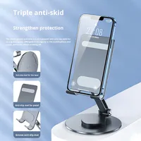 Support de téléphone et de tablette rotatif à 360 degrés en alliage d'aluminium, dissipation de la chaleur, support de bureau pliable portable pour diffusion en direct
