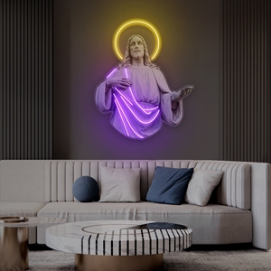 Kunden spezifische Jesus Chirst <span class=keywords><strong>Neon</strong></span> LED Leucht reklame Acryl Kunst Logo Lichter für Wand kunst Dekor