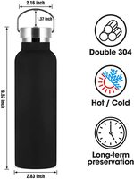 Thermos américain à double paroi en acier inoxydable avec poignée, rétention de chaleur de 12 à 24 heures, bouteille d'eau isolée portable