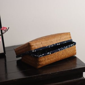 Boîte de rangement en bambou tressé de style japonais, fabricant de boîtes de rangement en bambou tressé, boîte anti-poussière pour service à thé. - Product Image 5