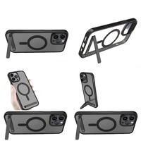 Casing Transparan Anti Benturan Magnetik dengan Penyangga untuk iPhone 11 12 13 14 15 16 Pro Max 17 Air Plus, Pelindung iPhone yang Tahan Lama