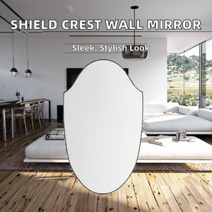 24x40 Inch Shield Scalloped Black Aluminum Alloy Framed Modern Wall <b>Mirror</b> Irregular Crest Decor for Bathroom - Product Image 2