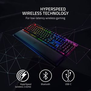 Original <span class=keywords><strong>BLACKWIDOW</strong></span> <span class=keywords><strong>V3</strong></span> PRO 104 teclas RGB interruptor verde y amarillo Teclado mecánico para juegos inalámbrico - Product Image 3