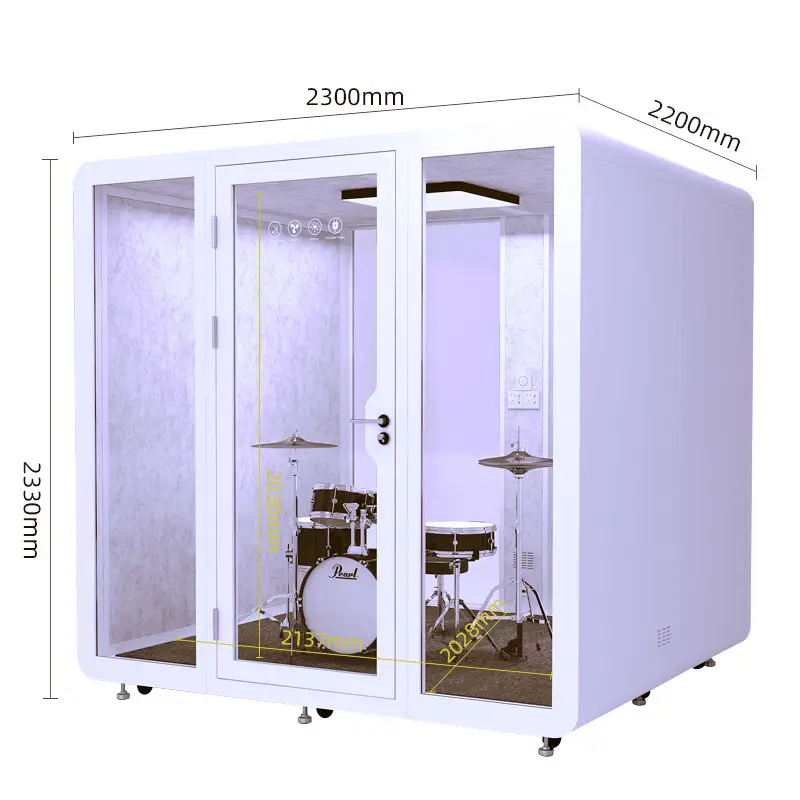 Removable soundproof booth office private pods 6 person meeting pod training pod acoustic built-in 4000K natural light