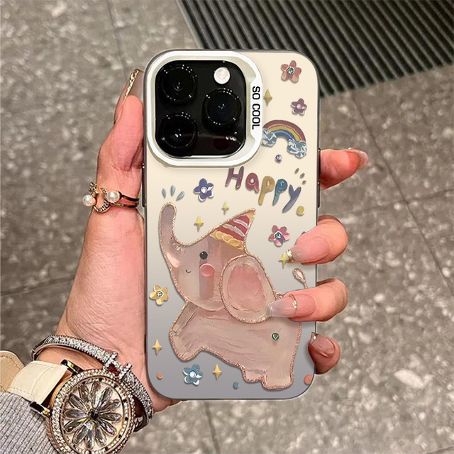 3D-Cartoon-Elephant Adorable Design Phone Case with Colorful Decor case for iPhone 17 air 17 16 15 14 13 12 11 Pro Max 8 7 Xr Xs