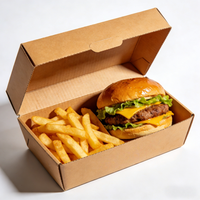 Pochettes en carton ondulé biodégradables personnalisées, écologiques, imprimées avec logo, pour hamburgers, frites et plats rapides