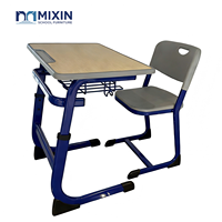 Ensemble bureau et chaise pour étudiants, très vendu au Ghana, réglable, ergonomique, avec structure métallique, table et chaise en MDF pour salle de classe