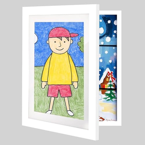 Customizable Kids Artwork Picture <b>Frame</b> Changeable in <b>Wood</b> with Shatter Resistant Glass Kid Art <b>Frame</b> for Horizontal & Vertical - Product Image 2