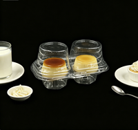 Boîte à dessert jetable en PET transparent à 2 cavités, double dôme, pour pudding, pâtisserie individuelle, salade, pain à emporter