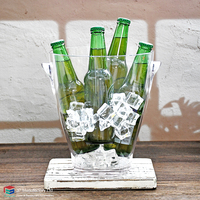 Seau à bière en plastique de 4,9 L, jaune, rouge, vert, grand seau à glace pour bière, résistant aux rayures, avec poignée