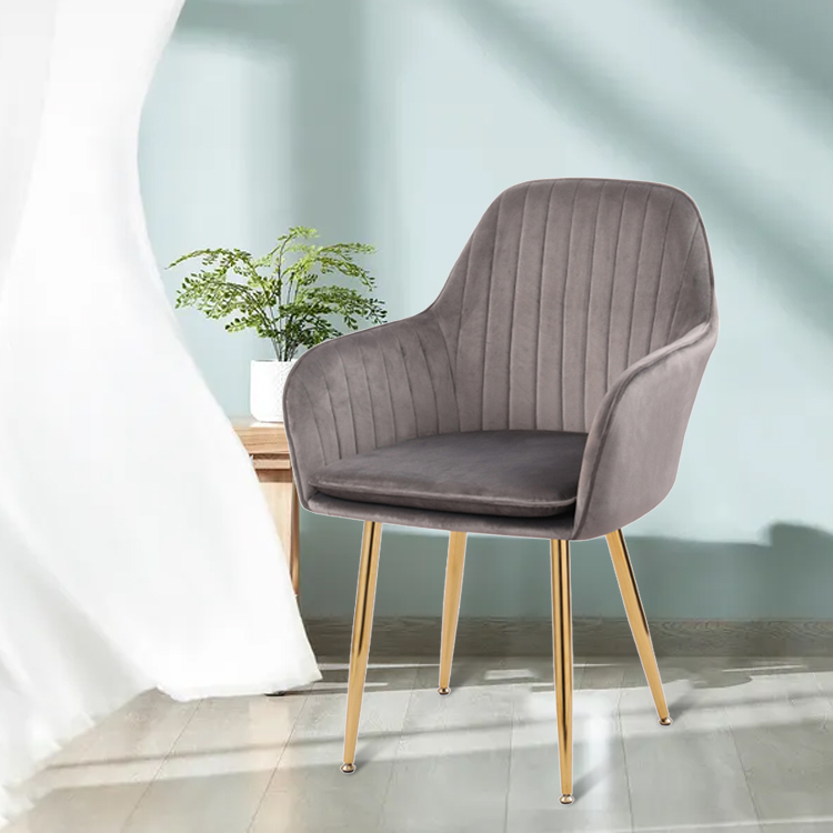 Напрямую с фабрики роскошный дизайн ткани современный красочный бархат акцент золотые ножки обеденные стулья