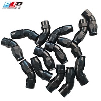 BJR Raccord de tuyau en aluminium haute pression à surface lisse pour pièces de course, 45 degrés, AN4 AN6, pour ligne de carburant PTFE à débit total