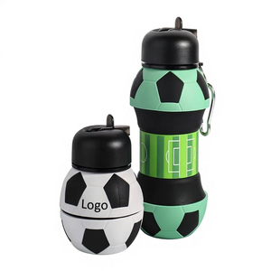 2026 World Wholesale Eco-Friendly Leak Proof Straw Silicone <strong>Football</strong> <strong>Water</strong> <strong>Bottle</strong> Collapsible Kids <strong>Water</strong> Cup Camping Outdoor - Product Image 1