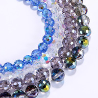 Perles de cristal 4mm 6mm 8mm 10mm, perles de verre facettées avec revêtement AB pour la fabrication de bracelets, bijoux DIY, vente en gros
