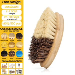 Brosse de <span class=keywords><strong>cuisine</strong></span> écologique en bambou à double poils avec sisal naturel et fibres végétales pour le lavage de la vaisselle et le nettoyage - Product Image 1
