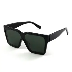 Vintage Black Custom Logo Square Oversized Sun Glasses Eco-Friendly Lead Free Polarized Acetate Sunglasses For Men Women