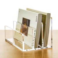Porte-revues en acrylique transparent à 3 compartiments, fabrication OEM, organisateur de bureau en acrylique pour le bureau, l'école et la maison