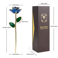 Rose bleue plaquée or 24 carats, cadeau éternel, rose véritable préservée trempée dans l'or, fleur à longue tige pour femme, Saint-Valentin, vente en gros