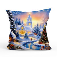 Housse de coussin décorative de Noël style ferme avec motif cerf pour canapé et décoration intérieure