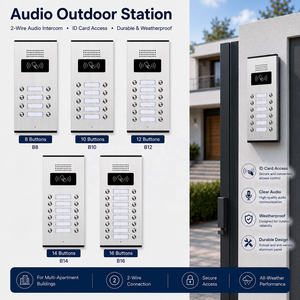 Système d'<span class=keywords><strong>interphone</strong></span> audio résidentiel à 2 fils avec 12 combinés intérieurs et une station extérieure en métal pour appartements et villas - Product Image 4