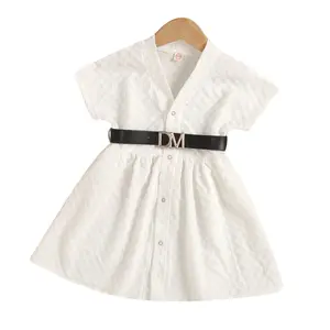 Детская одежда, летняя юбка для девочек, однотонная квадратная эластичная юбка с коротким рукавом и поясом