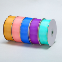 Cinta de grogrén tejida de varios colores sólidos con borde dorado para bricolaje, lazo para envolver regalos