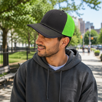 Casquette Snapback 6 Panneaux Vierge de Haute Qualité avec Logo Brodé Personnalisé, Patch en Cuir, Style Hip Hop, Casquette Trucker en Maille Vierge pour Homme