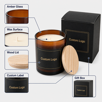 Bougie en verre ambré à la cire d'abeille parfumée personnalisée avec couvercle et boîte d'emballage pour les fêtes/Noël