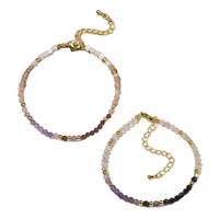 Perles facettées bohèmes de 3 mm en quatre types de cristaux, strass, quartz rose, labradorite, améthyste, spinelle noir, unisexe, tendance, anniversaire