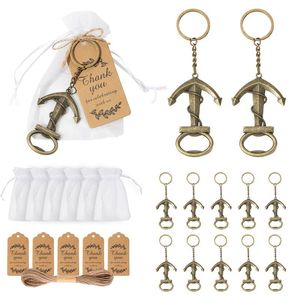 Décapsuleur porte-clés vintage en forme d'ancre, thème nautique, cadeaux pour invités de mariage avec sacs en organza - Product Image 4
